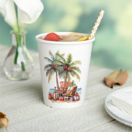 Cadeaus onder de palmboom papieren bekers (Insitu)