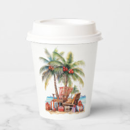 Cadeaus onder de palmboom papieren bekers