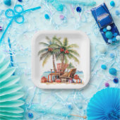 Cadeaus onder de palmboom papieren bordje (Feest)