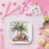 Cadeaus onder de palmboom papieren bordje (Feest)