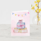 Cadeaus pastel roze blauw kaart (Gele Bloem)