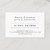 Cadeaus & souvenirs winkel met foto van houder visitekaartje (Achterkant)