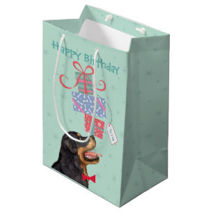 Cadeaus van de geboorte Rottweiler Medium Gift Bag Cadeauzakje