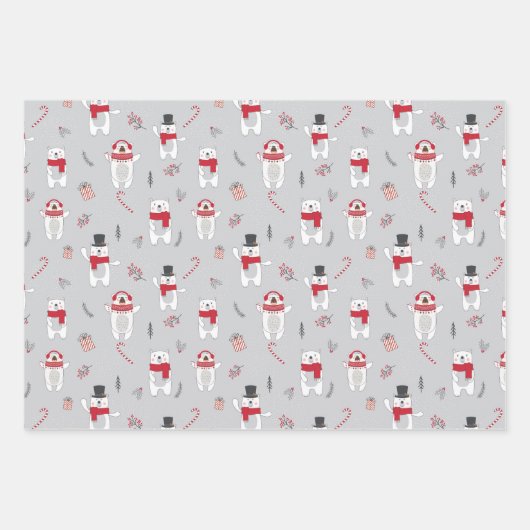 Cadeaus van kerstpootBeren Inpakpapier Vel (Voorkant 3)