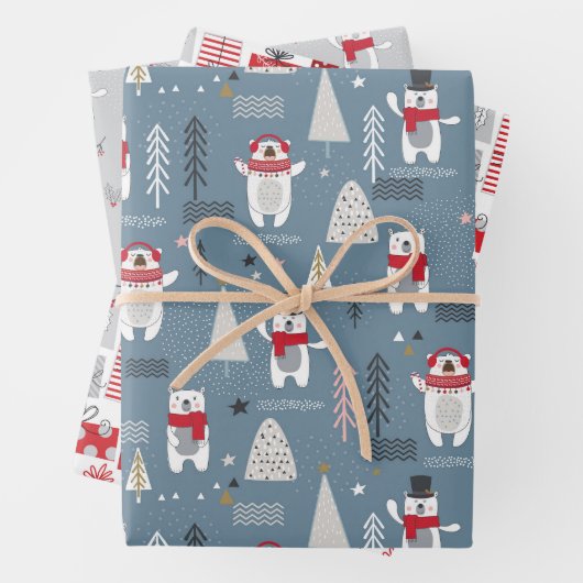Cadeaus van kerstpootBeren Inpakpapier Vel (In situ)