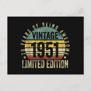Cadeaus voor 70-jarigen Retro 1951 Verjaardag Briefkaart