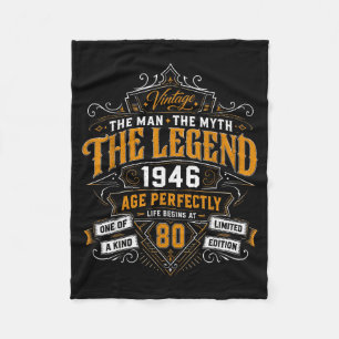Cadeaus voor 80-jarige Vintage 1946 Man Mythe Lege Fleece Deken