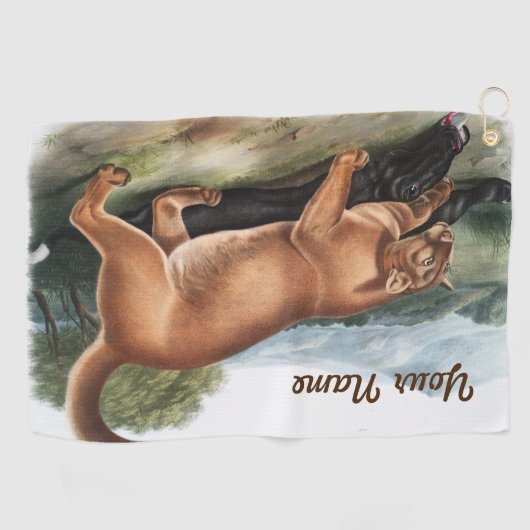 Cadeaus voor aangepaste cougar-jachtcampagne golfhanddoek (Horizontaal)