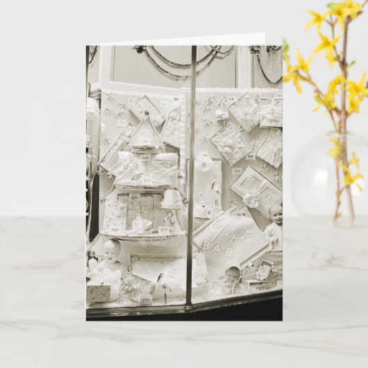  cadeaus voor Baby Storefront Window 1940's Kaart (Gele Bloem)