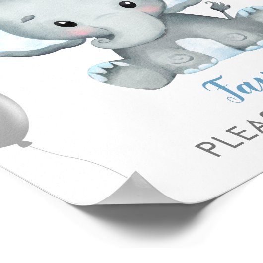 Cadeaus voor babyfeestje met waterverf olifant jon poster (Hoek)