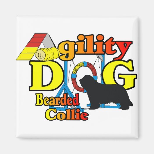 Cadeaus voor Bearded Collie Agility Magneet (Voorkant)