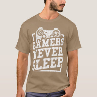 Cadeaus voor gamers Grappige gamers slapen nooit V T-shirt