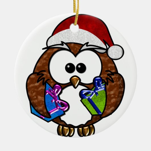 Cadeaus voor kerstboomkalveren keramisch ornament (Voorkant)