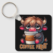 Cadeaus voor koffieliefhebbers eerst koffie sleutelhanger (Voorkant)