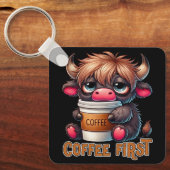Cadeaus voor koffieliefhebbers eerst koffie sleutelhanger (Voorkant)