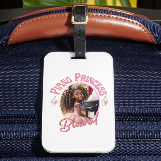Cadeaus voor meisjes die graag piano spelen bagagelabel (Voorkant Insitu 2)