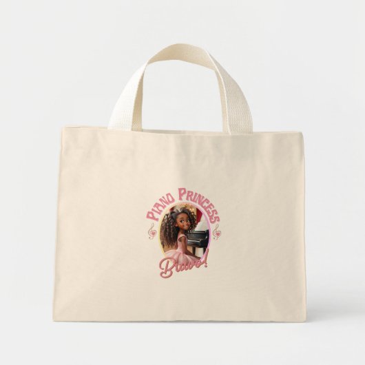 Cadeaus voor meisjes die graag piano spelen mini tote bag (Voorkant)
