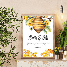 Cadeaus voor ouders worden bij baby shower met hon poster