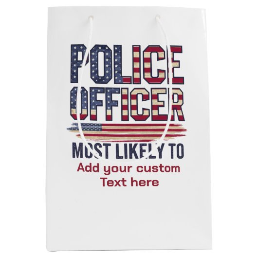 Cadeaus voor politieagenten meest waarschijnlijk V Medium Cadeauzakje (Voorkant)