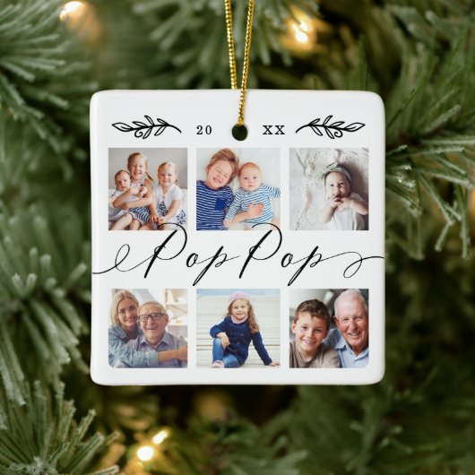 Cadeaus voor Pop Pop | Foto-collage voor kleinkind Keramisch Ornament (Boom)