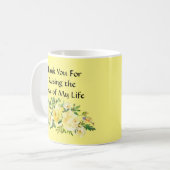 Cadeaus voor schoonmoeder Moederdag Gele koffiemok (Voorkant links)