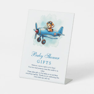 Cadeaus voor Vintage Vliegtuig Puppy Piloot Baby S Reclamebord Met Voetstuk