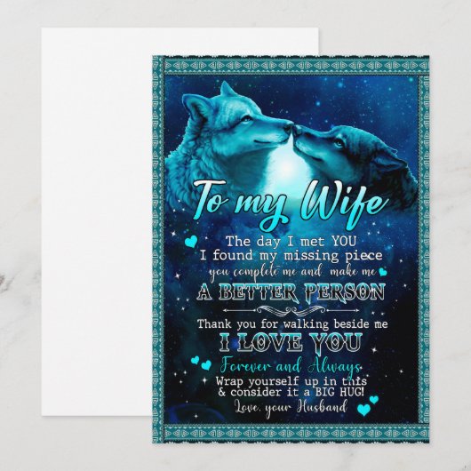 Cadeaus voor vrouw | Brief aan mijn vrouw Ik hou v Feestdagenkaart (Voorkant / Achterkant)