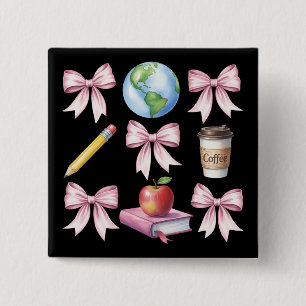 Cadeaus voor waardering voor leraren koffie strik vierkante button 5,1 cm