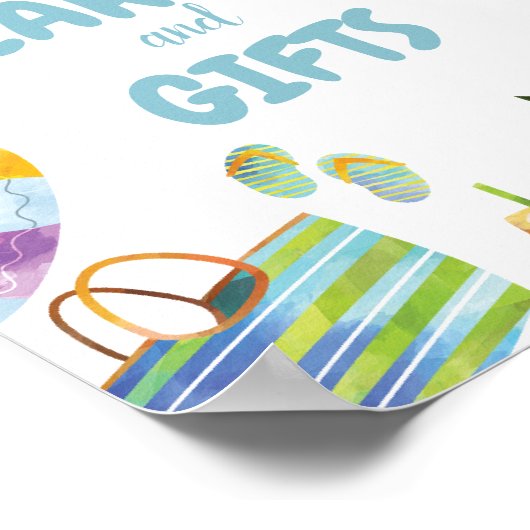 Cadeaus Zwembad Feest Verjaardagsbord Poster (Hoek)