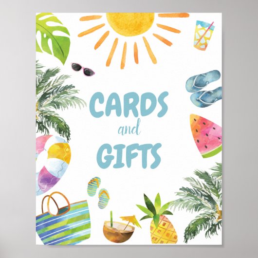 Cadeaus Zwembad Feest Verjaardagsbord Poster (Voorkant)