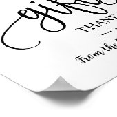 Cadeauschild bruiloftsreceptie blauwe bloemen poster (Hoek)