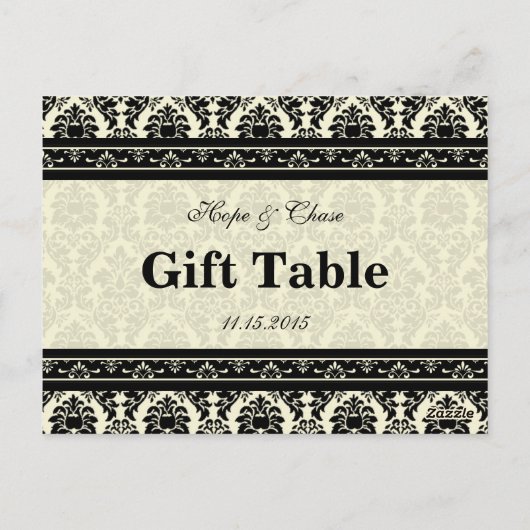 Cadeausetabel Kaart voor crème en zwart-wit (Achterkant)