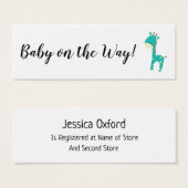 Cadeausregistergegevens met Blauwgroen Giraffe han Mini Visitekaartjes (Voorkant /achterkant)