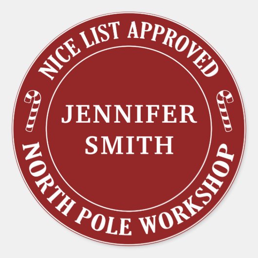 cadeausticker met cadeaubon voor de rode kerstkers ronde sticker (Voorkant)