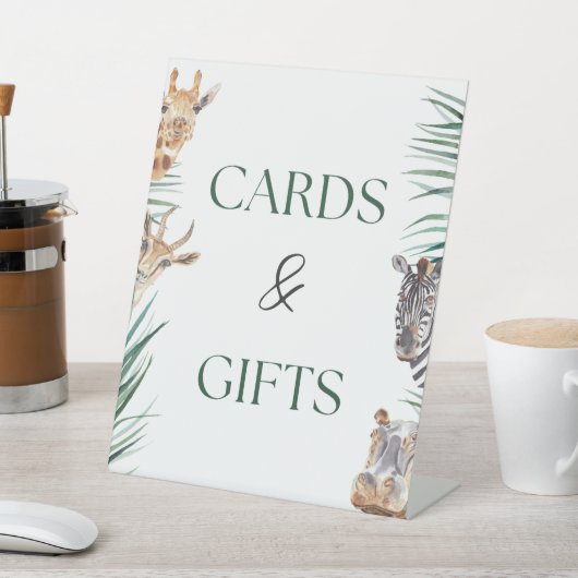 Cadeautafel teken Safari Oerwoud Baby shower Reclamebord Met Voetstuk (Insitu)