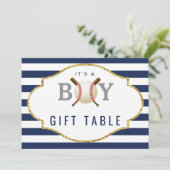Cadeautafelteken | Baseball Boy Baby shower Kaart (Staand voorkant)