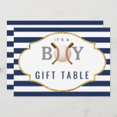 Cadeautafelteken | Baseball Boy Baby shower Kaart (Voorkant / Achterkant)