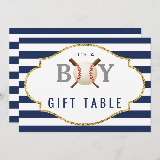 Cadeautafelteken | Baseball Boy Baby shower Kaart (Voorkant / Achterkant)