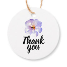 Cadeautag bedankt - Mooie blauwe waterverf bloem