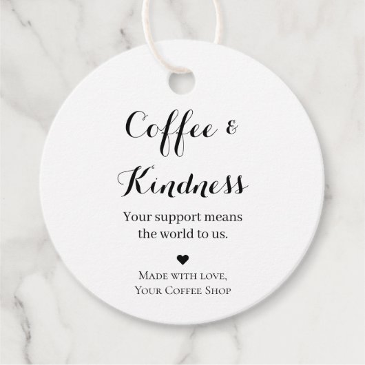 Cadeautag Coffee & Kindness Ronde Café Bedankjes Labels (Voorkant)