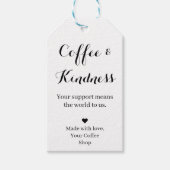 Cadeautag met Coffee & Kindness in sierlijk schrif Cadeaulabel (Voorkant)