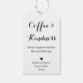 Cadeautag met Coffee & Kindness in sierlijk schrif Cadeaulabel (Achterkant)