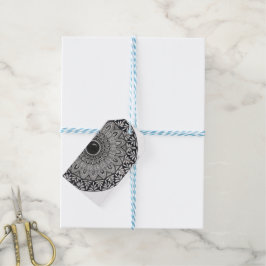 cadeautag met monochrome mandala-kunst cadeaulabel