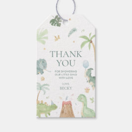 Cadeautag voor baby dinosaurus babyshower feestje cadeaulabel