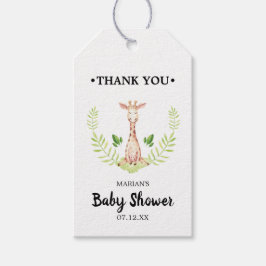 Cadeautag voor babyshower met kleine giraffe cadeaulabel