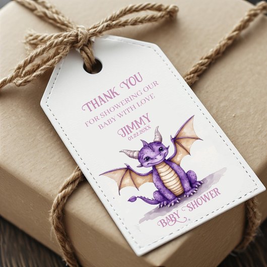 Cadeautag voor draken baby shower cadeaulabel