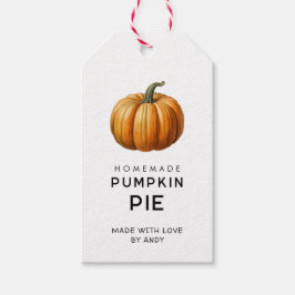 Cadeautag voor pompoentaart met vintage pompoen cadeaulabel