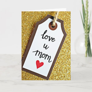 Cadeautagelkaart voor moederdag 'Love You Mom' Kaart