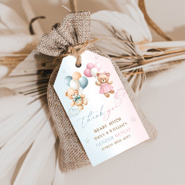 Cadeautags bedankt voor geslacht onthulling Teddyb Cadeaulabel