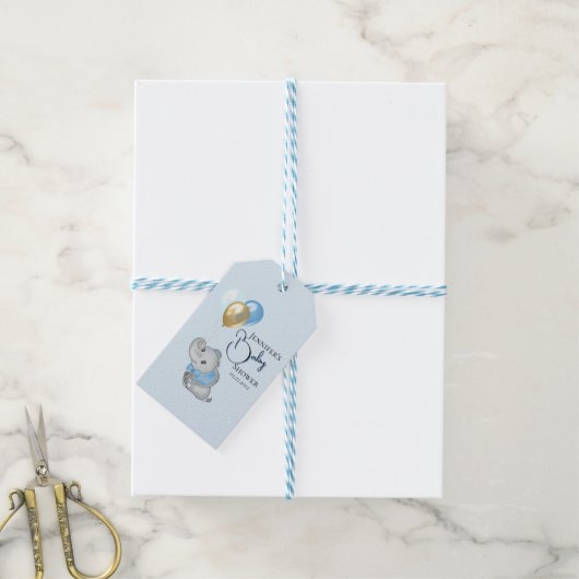 Cadeautags met blauwe olifant cadeaulabel (Met Touw)